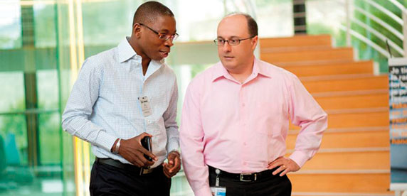 employees talking at Nestlé Headquarters
