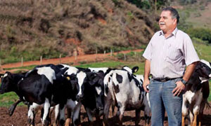 Brazilian dairy farmer Alfonso Joseph Frederick with his herd