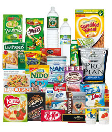 A selection of popular Nestlé products