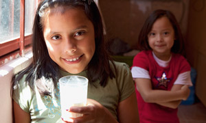 Mexican girls drinking milk