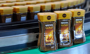 Nescafé Gold freeze-dried coffee on the factory production line