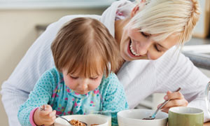 Consumers eating cereal