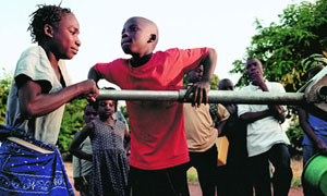 Community water pump in Mozambique