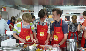 Polish teenagers preparing ingredients