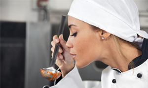 Chef tasting food