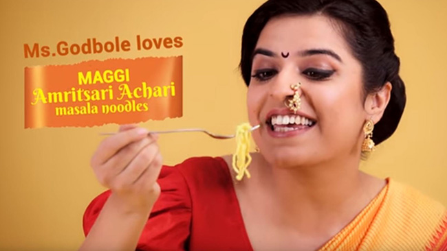 Ms Godbole eating Maggi Masala noodles
