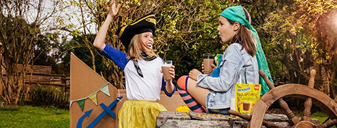 Girls drinking Nesquik