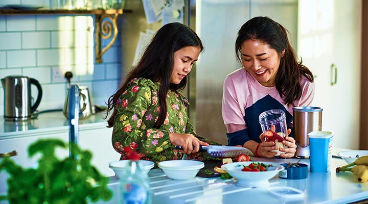 Mother daughter cooking
