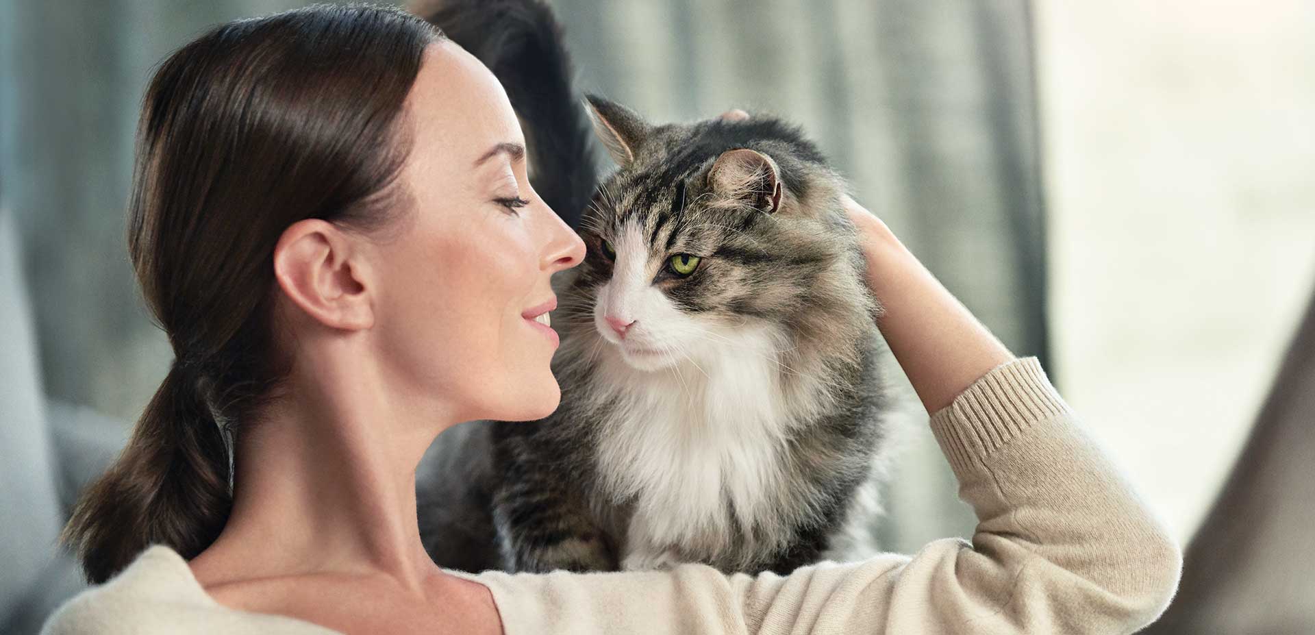 Woman with her cat
