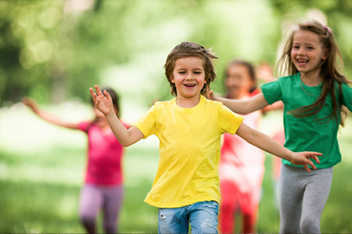 Kids running and playing
