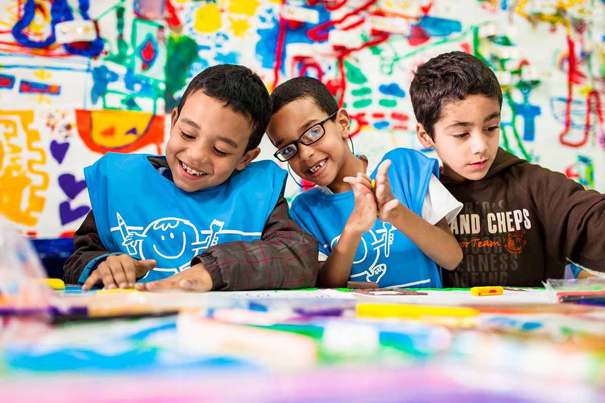 Kids learning while painting