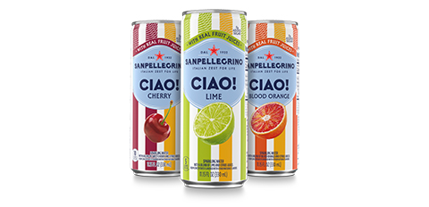 Sanpellegrino Ciao fruit‑flavored sparkling drink cans