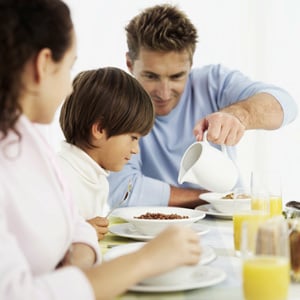 Family eating breakfast