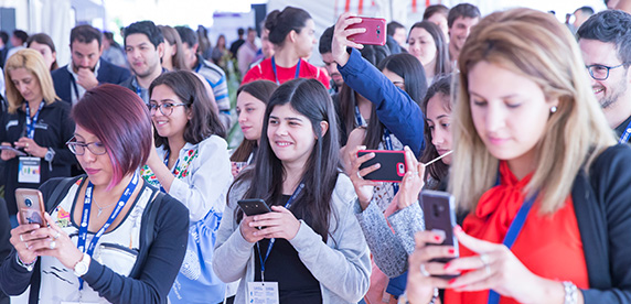 Young people attending event