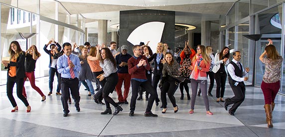 dancing Nestlé employees