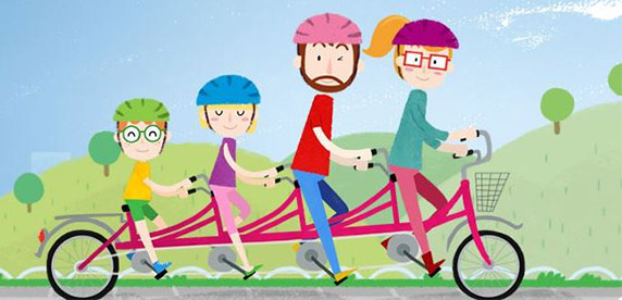 a family on a bike