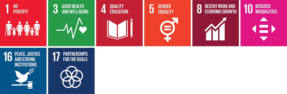 SDGs 1, 3, 4, 5, 8, 10, 16 and 17 SDGs 1, 3, 4, 5, 8, 10, 16 and 17