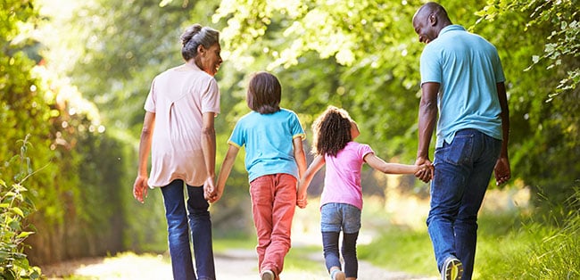 family taking a walk
