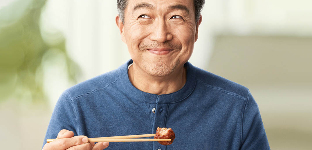 man eating