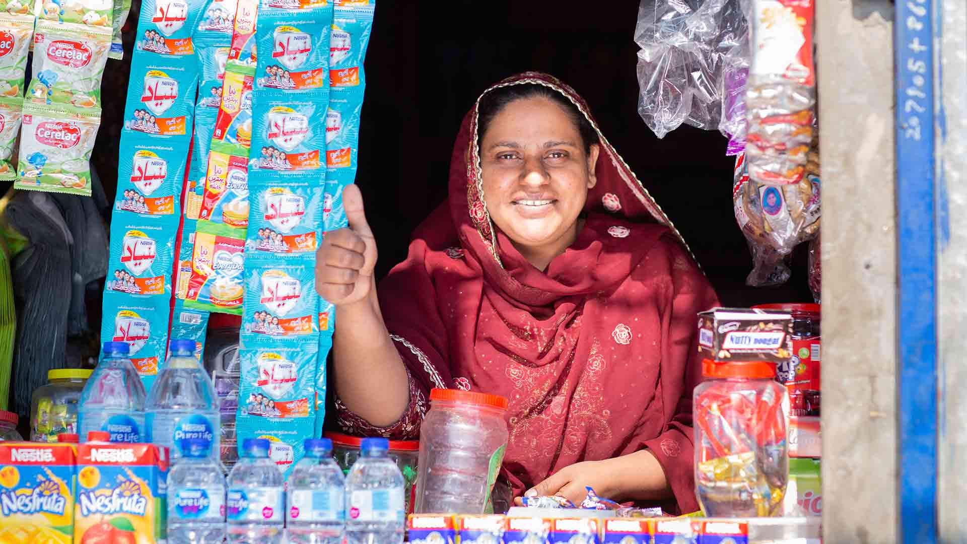 Woman selling products in Pakistan