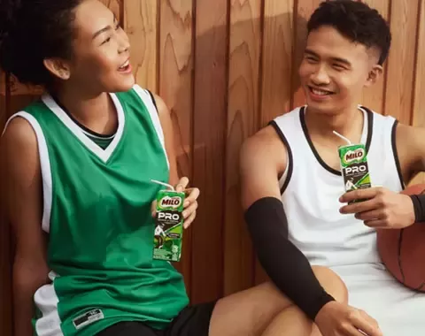Athletes drinking Milo