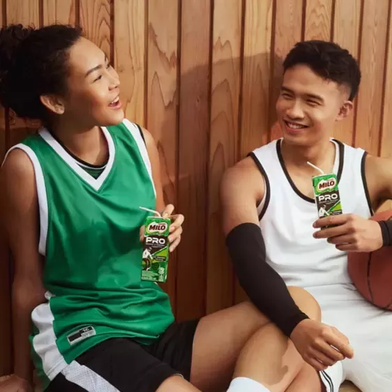 Athletes drinking Milo