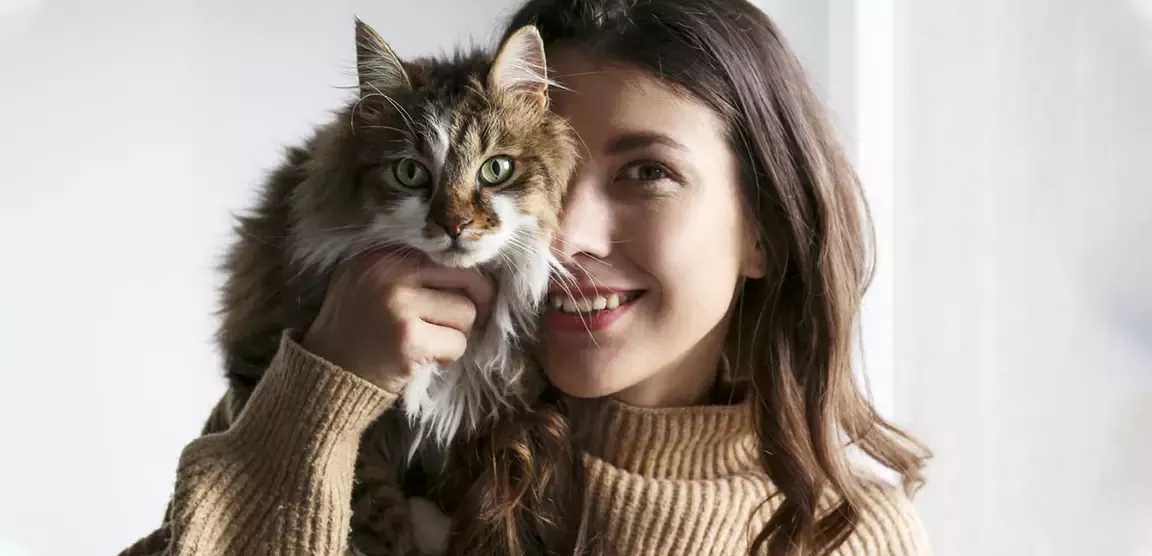 Woman with her cat