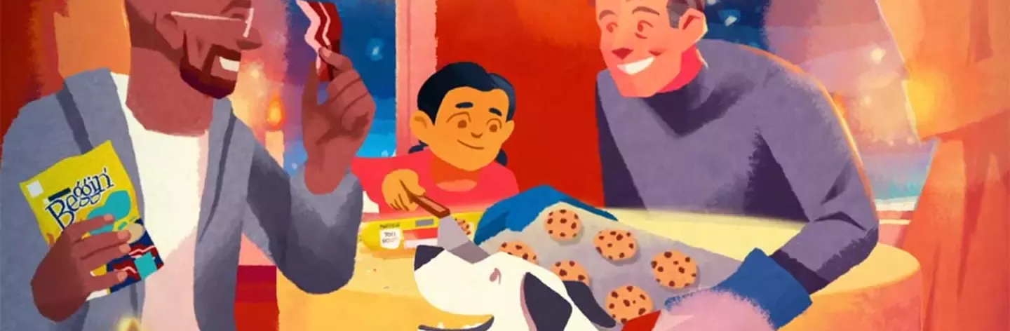 Family eating Nestlé Toll House cookies