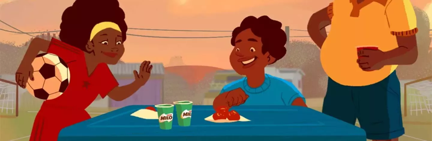 A family enjoys Milo