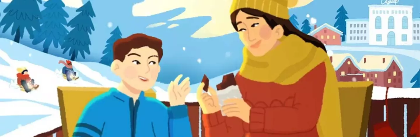 A family enjoying Cailler chocolate