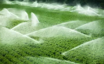 sprinkler system watering crops