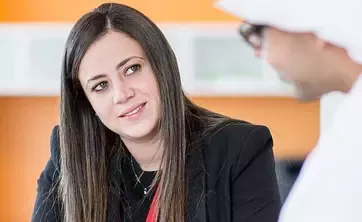 Woman has a meeting at work