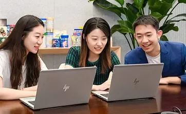 people looking at their laptops