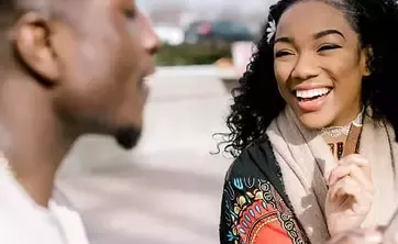 Outdoor conversation between two people