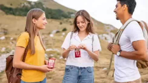 friends have a kitkat bar snack