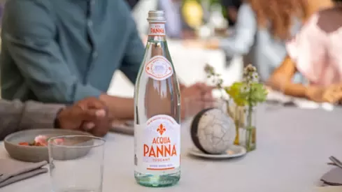 Acqua Panna bottle on a table