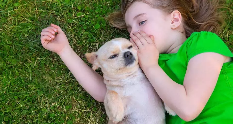 Little girl and dog