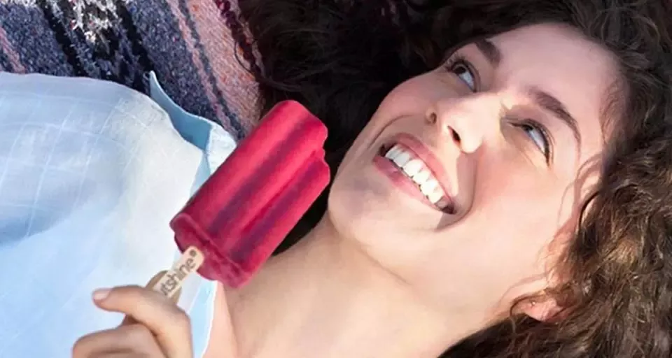 Woman eating ice cream
