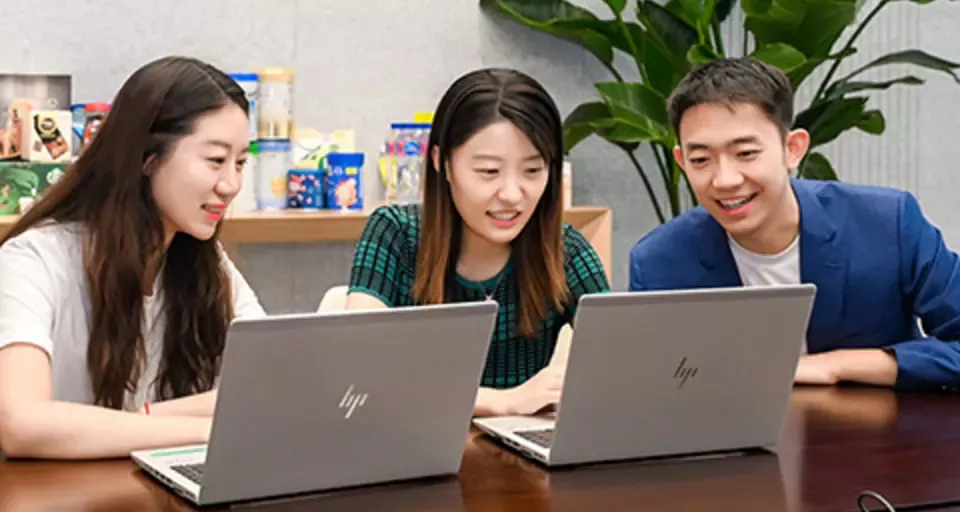 colleagues reviewing documents online