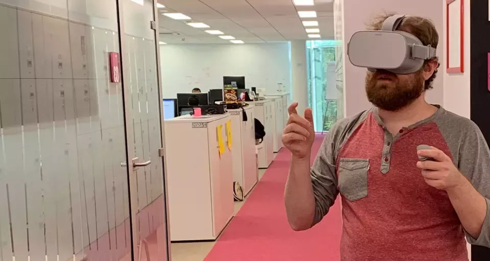 Man in AR glasses