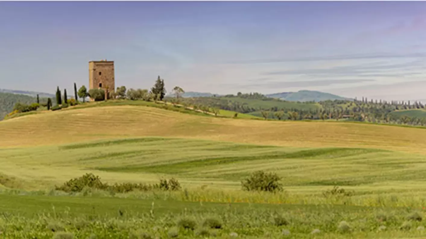Rolling Tuscan countryside near Florence, home to the Acqua Panna natural spring source