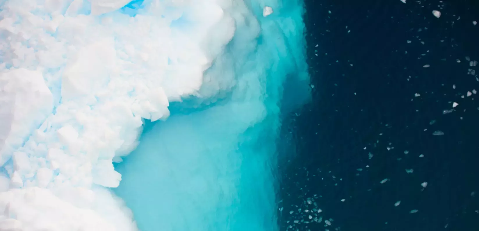 Overhead shot of iceberg and water
