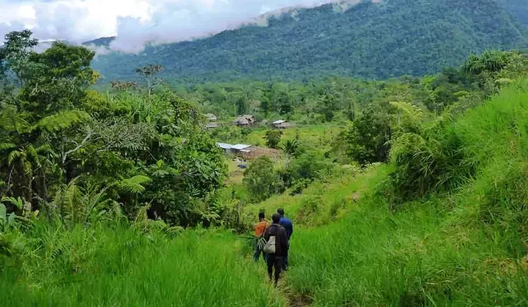 People in mountain region