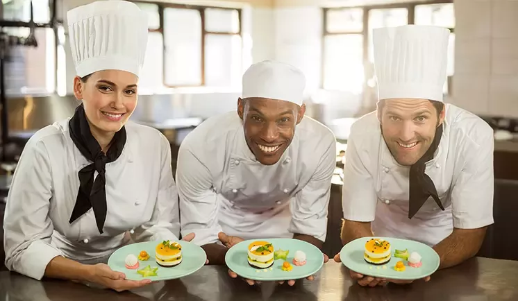 Chefs presenting food