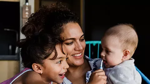 Mother with small children