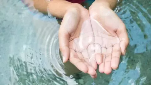 Hands in the water