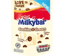 Milkybar cookies cream pouch