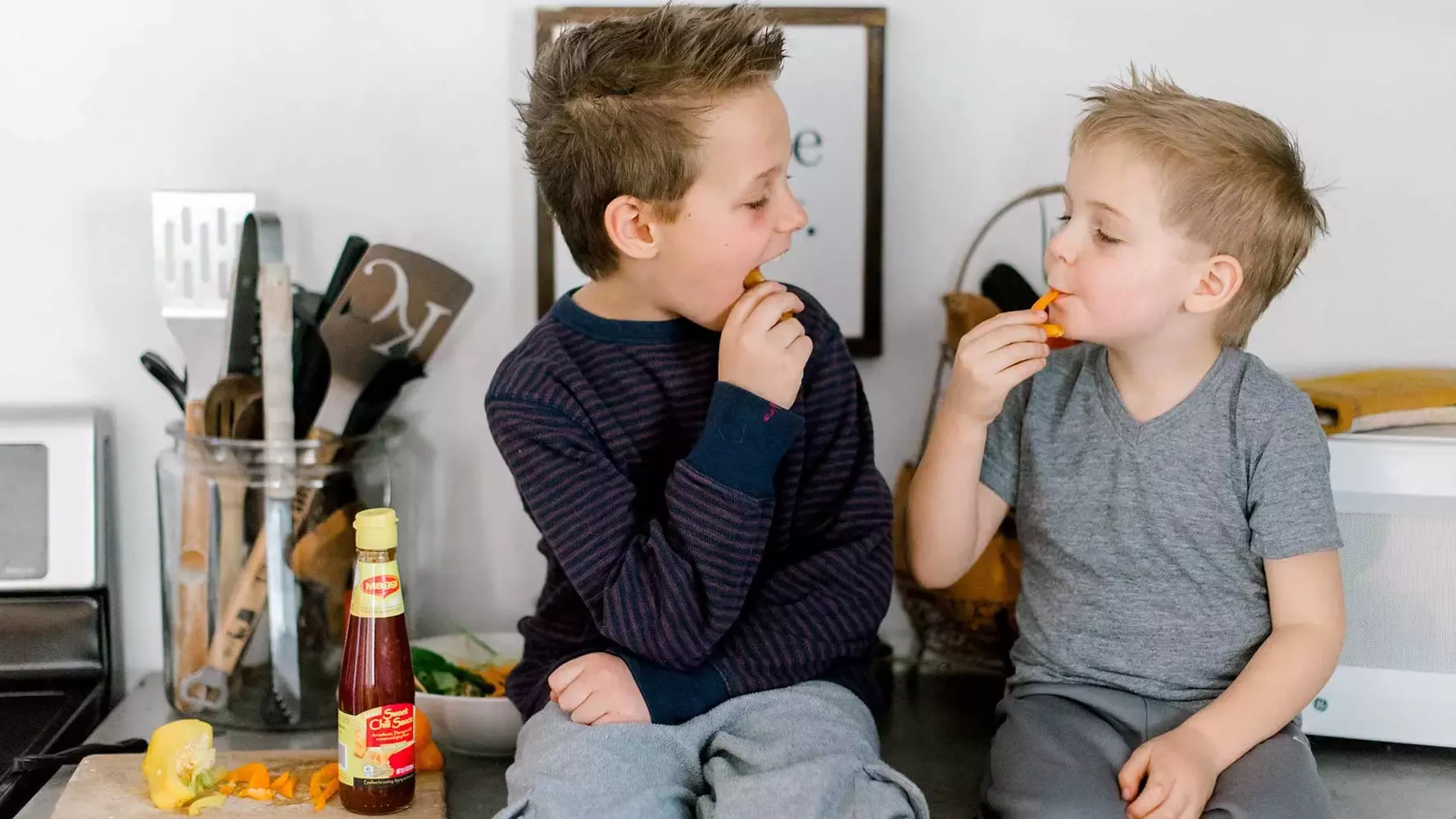 Kids having carrots for snacks
