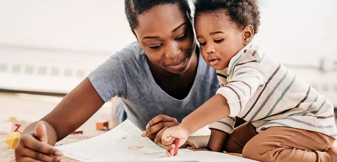 toddler with mother