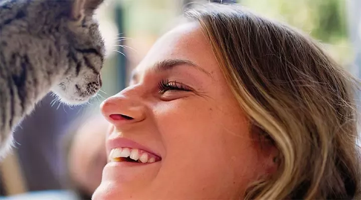 Woman with cat